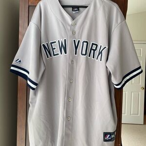 Majestic New York Yankees Baseball Jersey - Gray with Navy Trim XXL